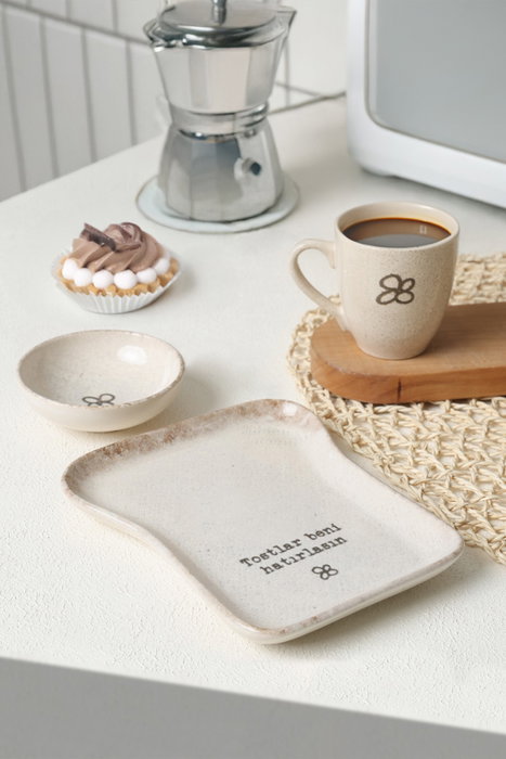 Hermia Set de Desayuno de 3 Piezas en Cerámica Crema y Negro